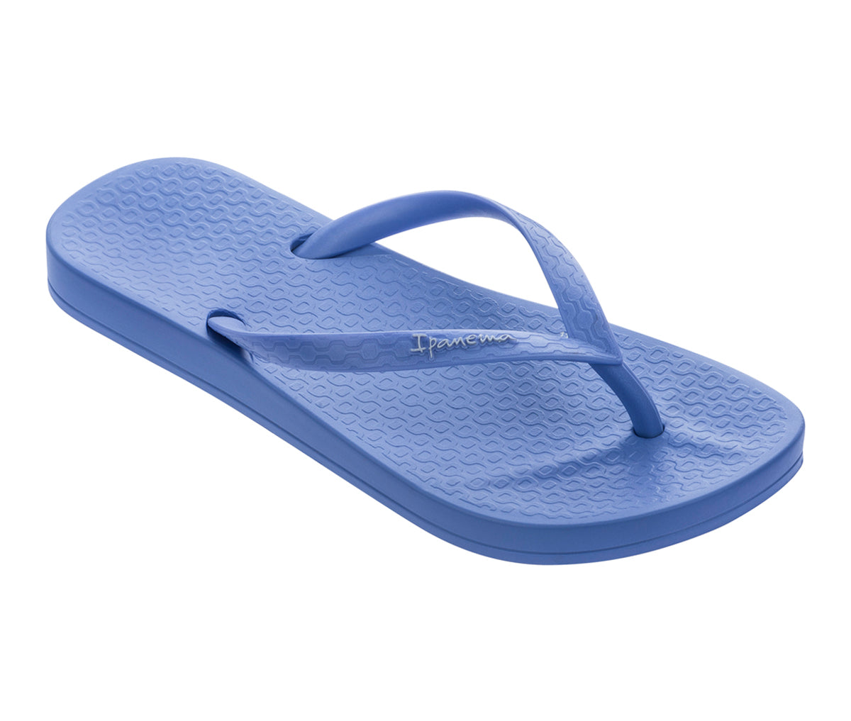 Angled view of a blue Ipanema Ana Colors kids flip flop.