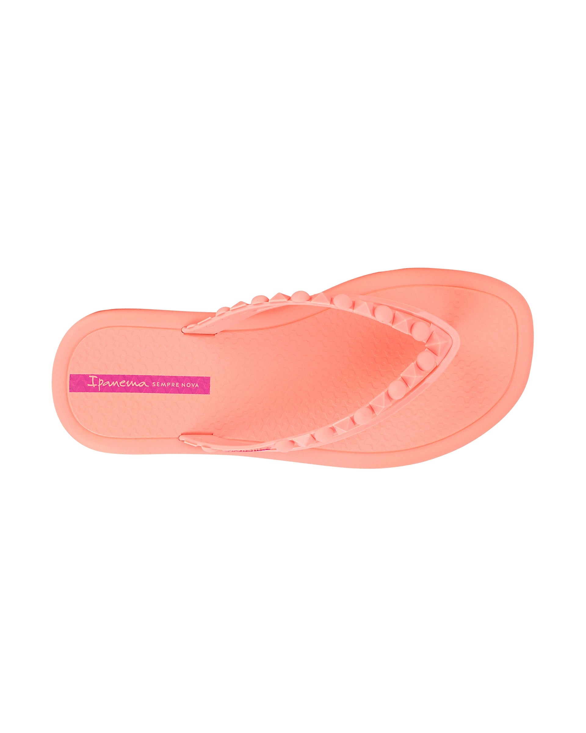 Top view of a light pink Ipanema Meu Sol women's flip flop with stud details on strap.