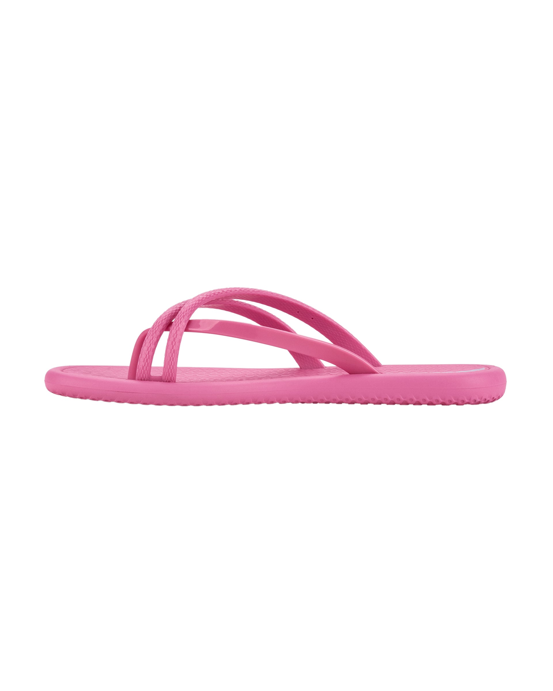 Side view of a pink Ipanema Meu Sol Rasteira women's flip flop with cross straps.