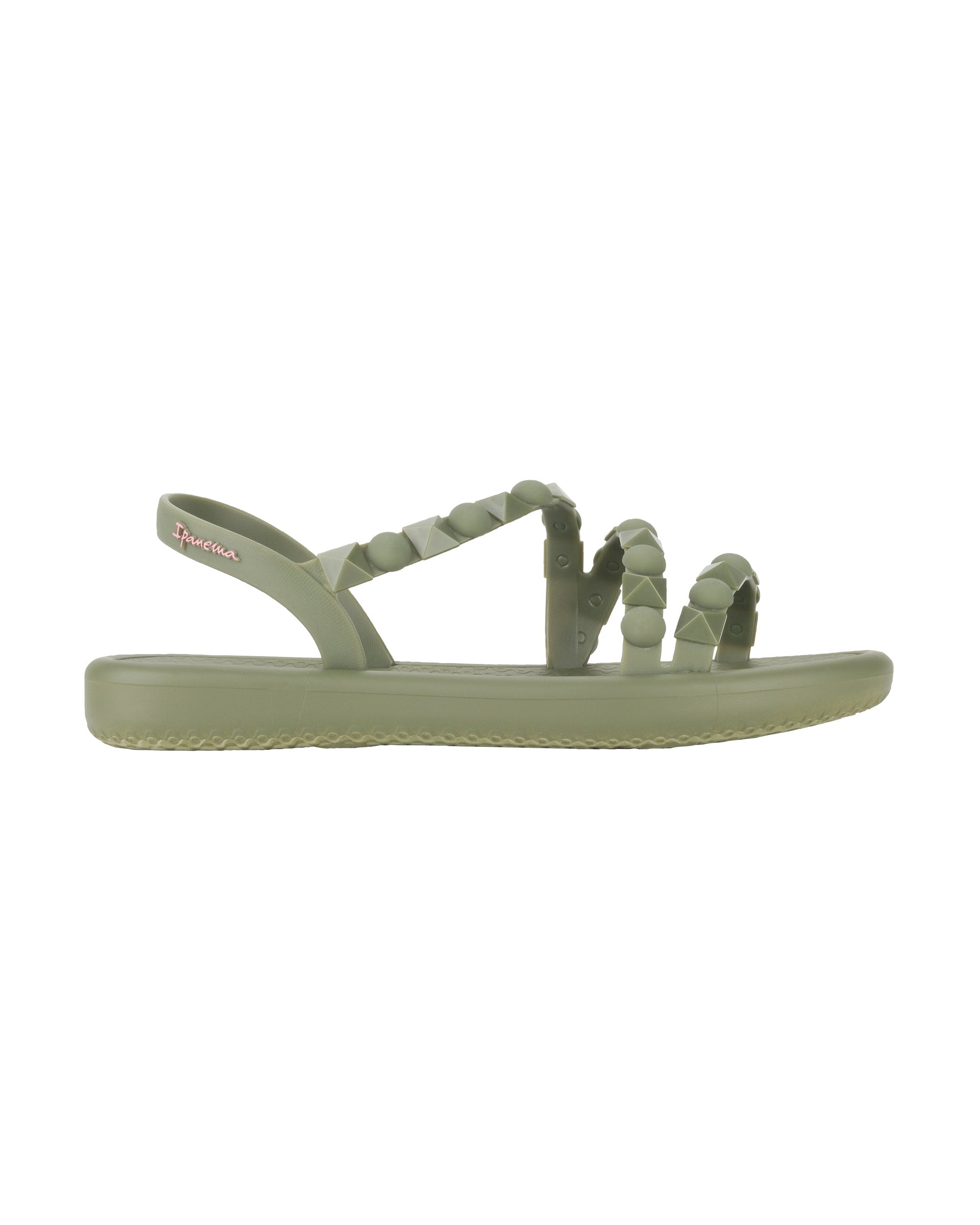 Side view of a green woman's Ipanema Meu Sol flatform sandal.