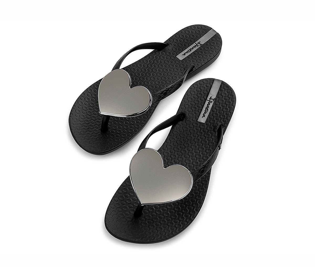 Black and silver flip flops on sale