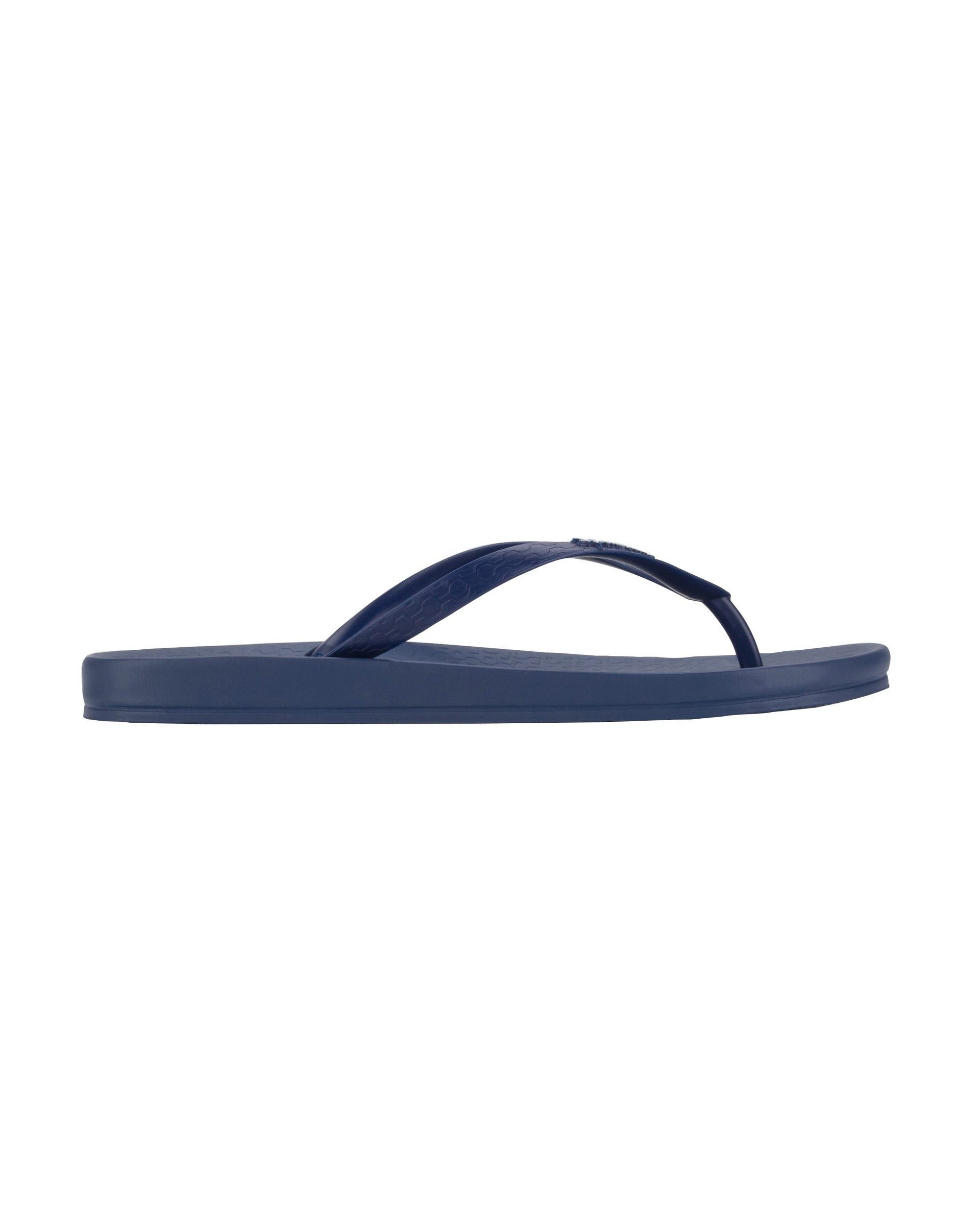 Outer side view of a blue Ipanema Ana Colors women's flip flop.