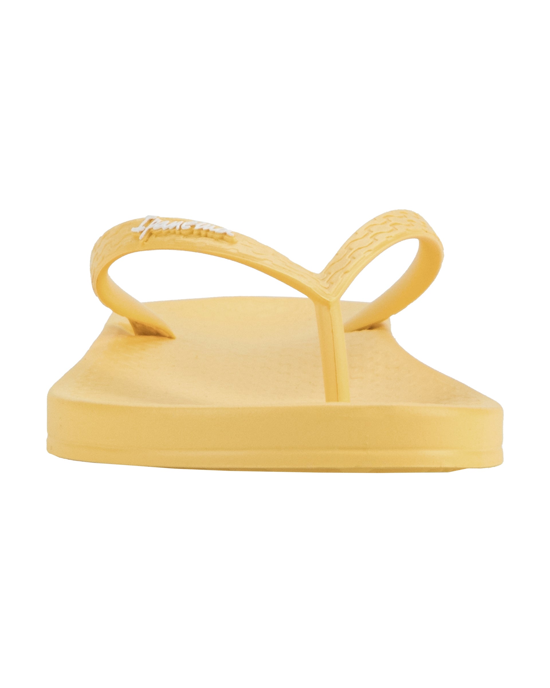 Front side view of a yellow Ipanema Ana Colors women's flip flop.