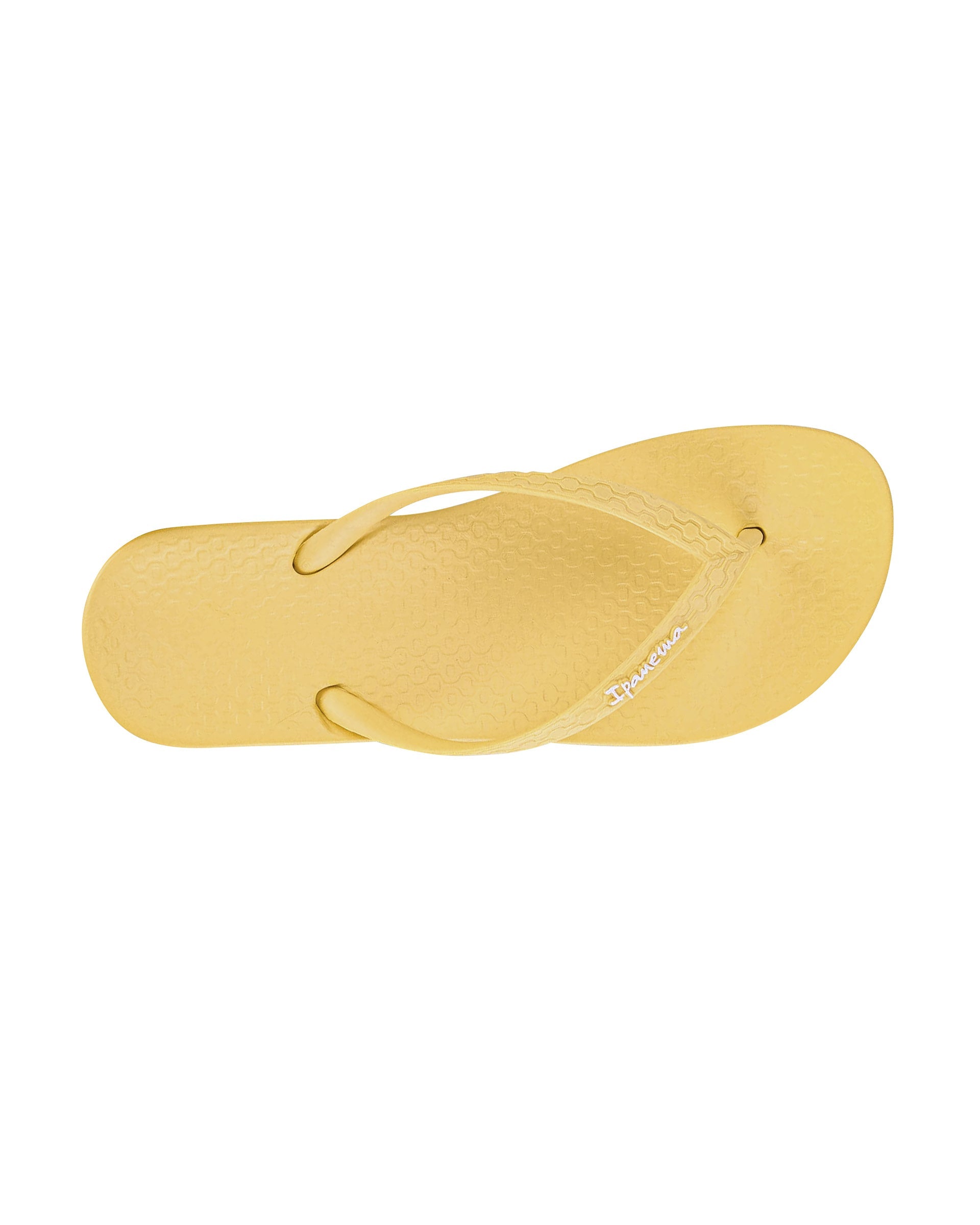 Top side view of a yellow Ipanema Ana Colors women's flip flop.