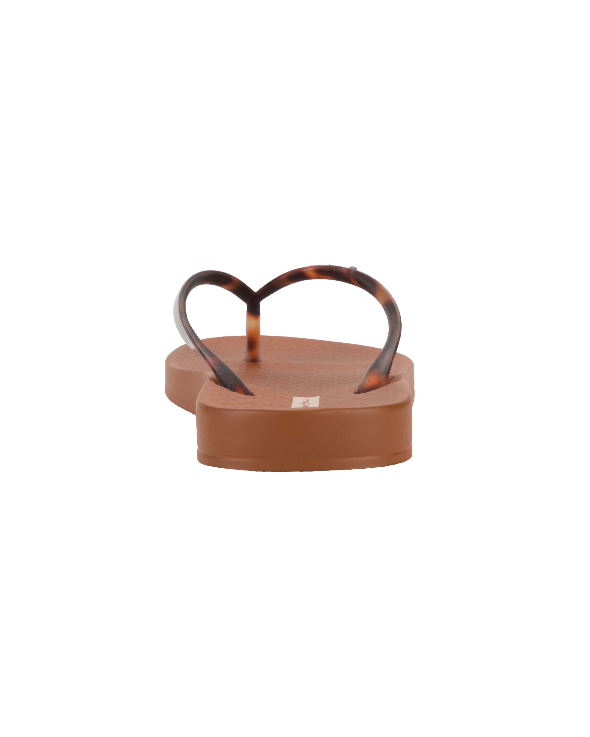 Back view of a brown Ipanema Ana Connect women's flip flop with brown tortoiseshell  color strap.