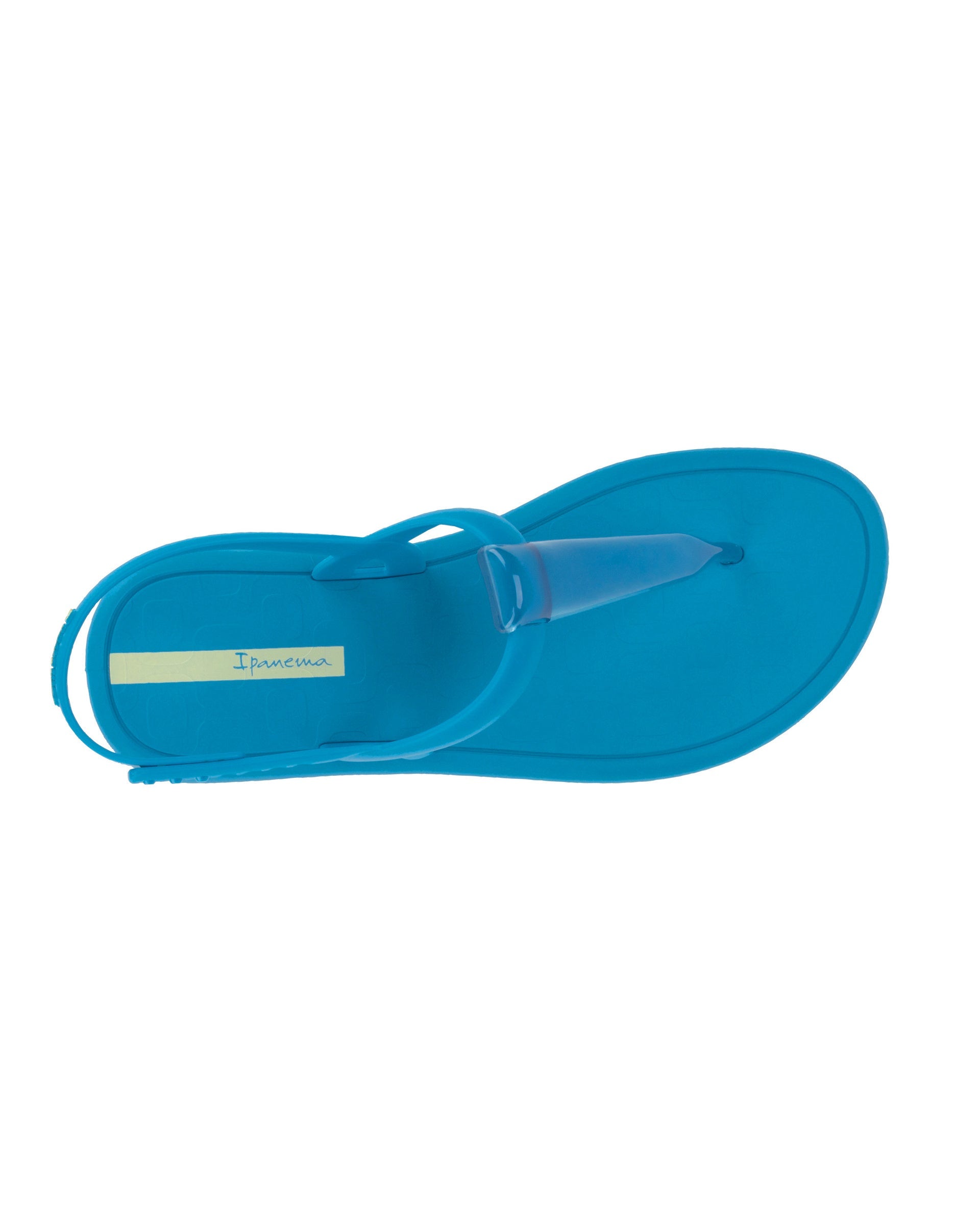 Top view of a blue Ipanema Glossy women's t-strap sandal.