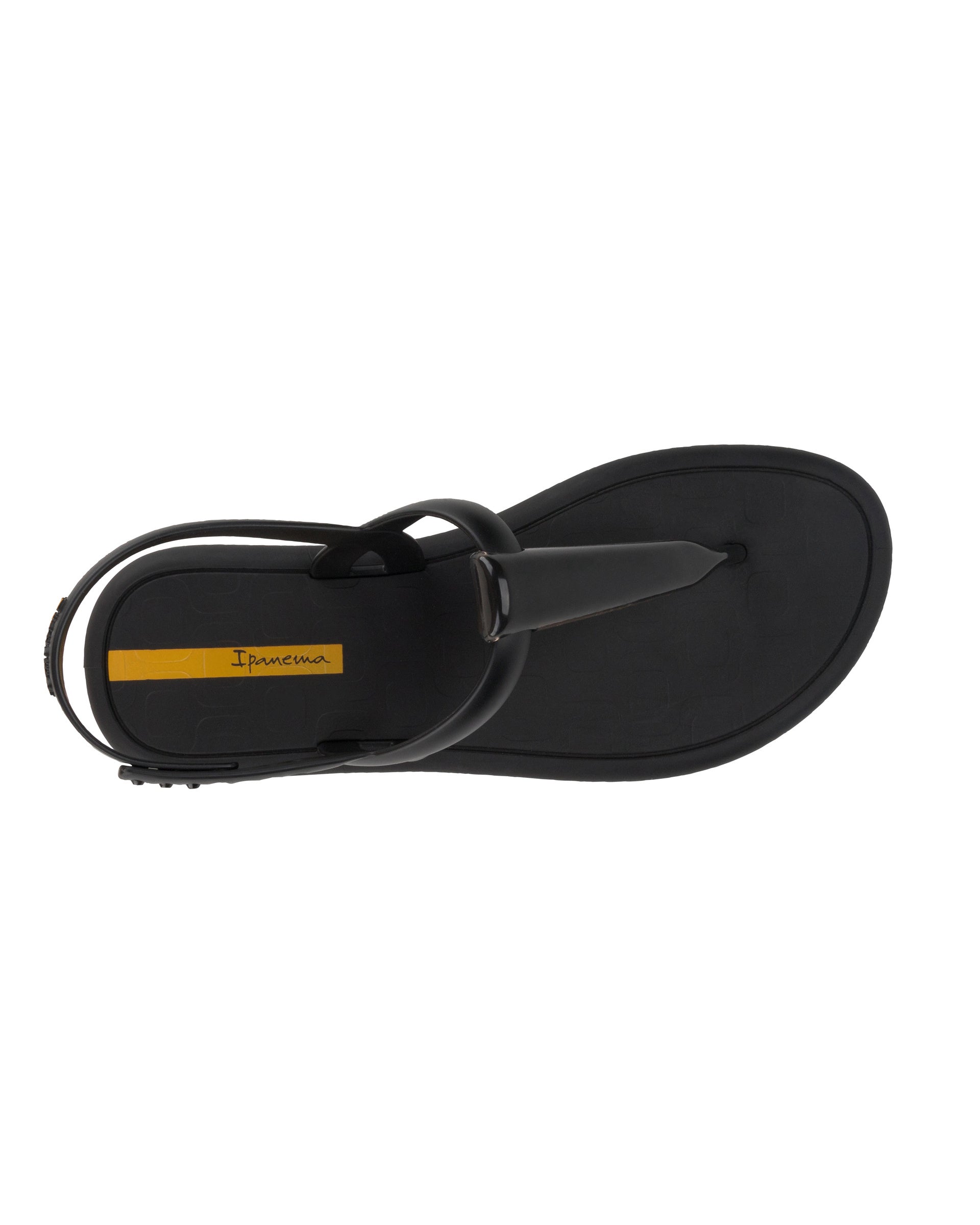 Top view of a black Ipanema Glossy women's t-strap sandal.