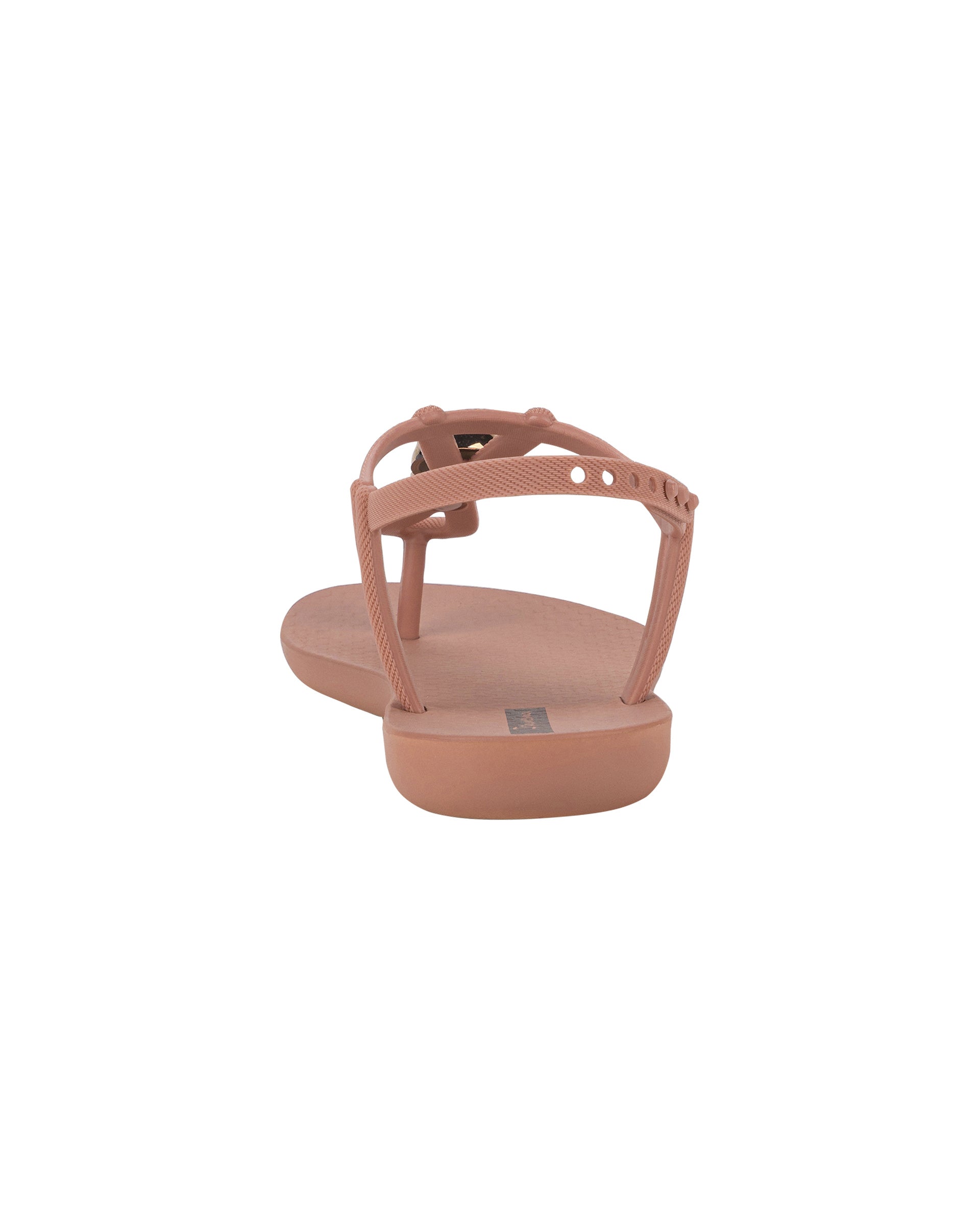 Back view of a light pink Ipanema Class Spheres women's t-strap sandal with metallic bauble.