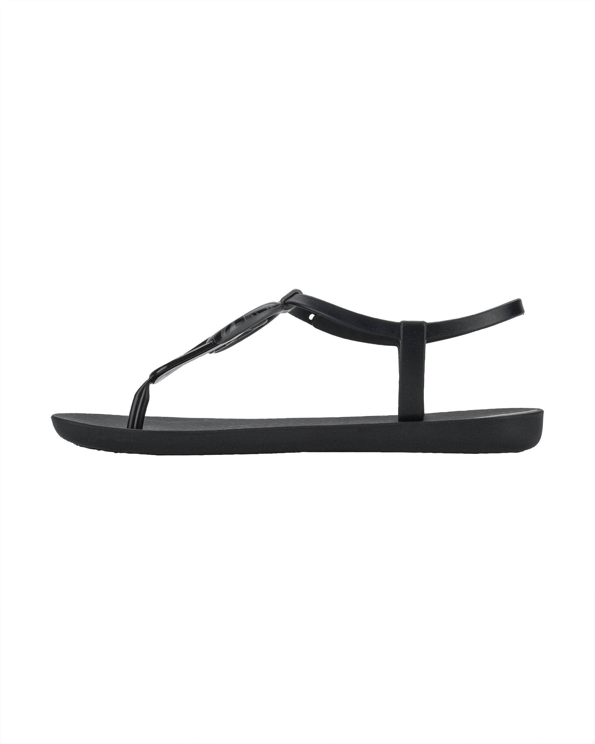 Inner side view of a black Ipanema Class Marble women's t-strap sandal.