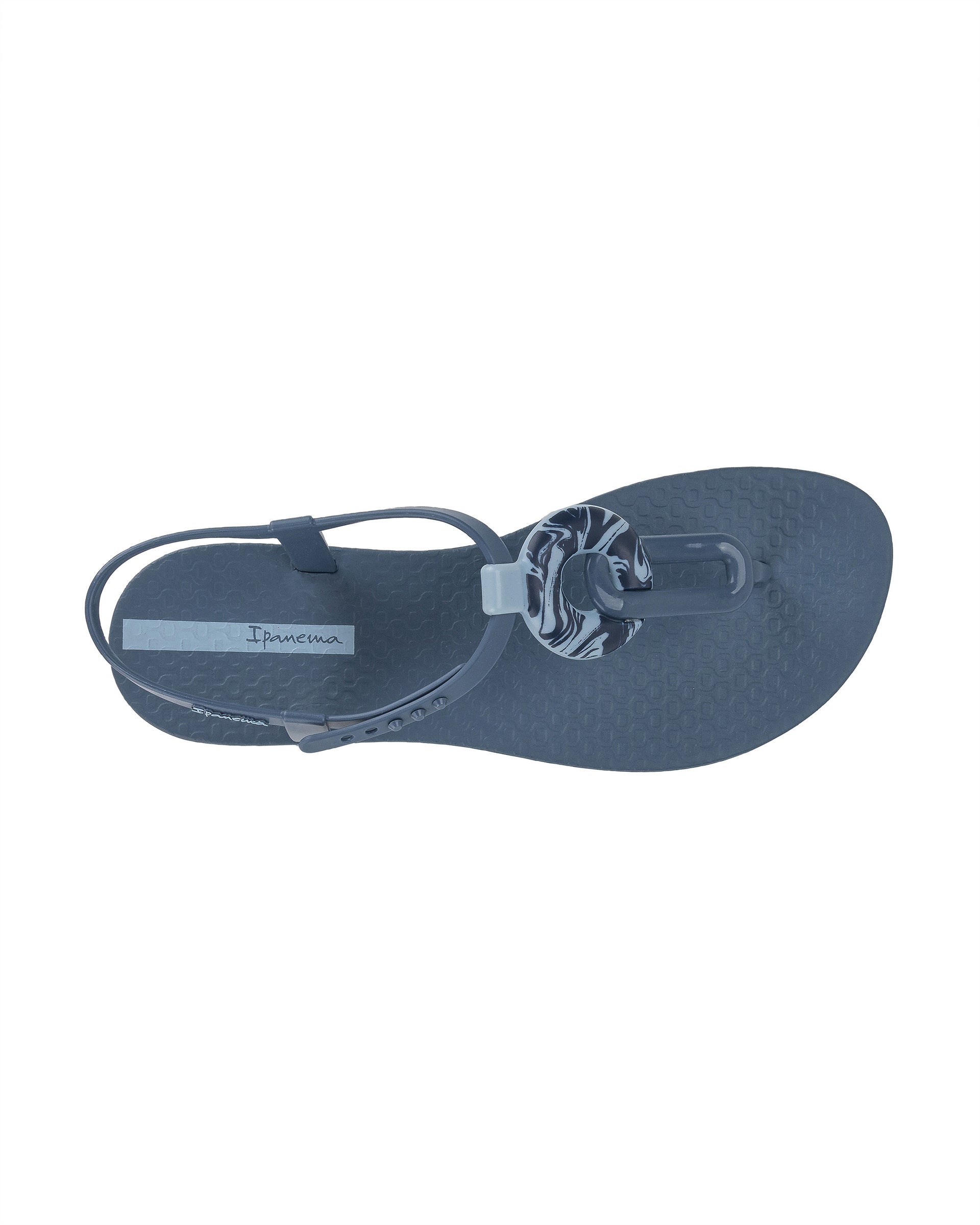 Top view of a blue Ipanema Class Marble women's t-strap sandal.
