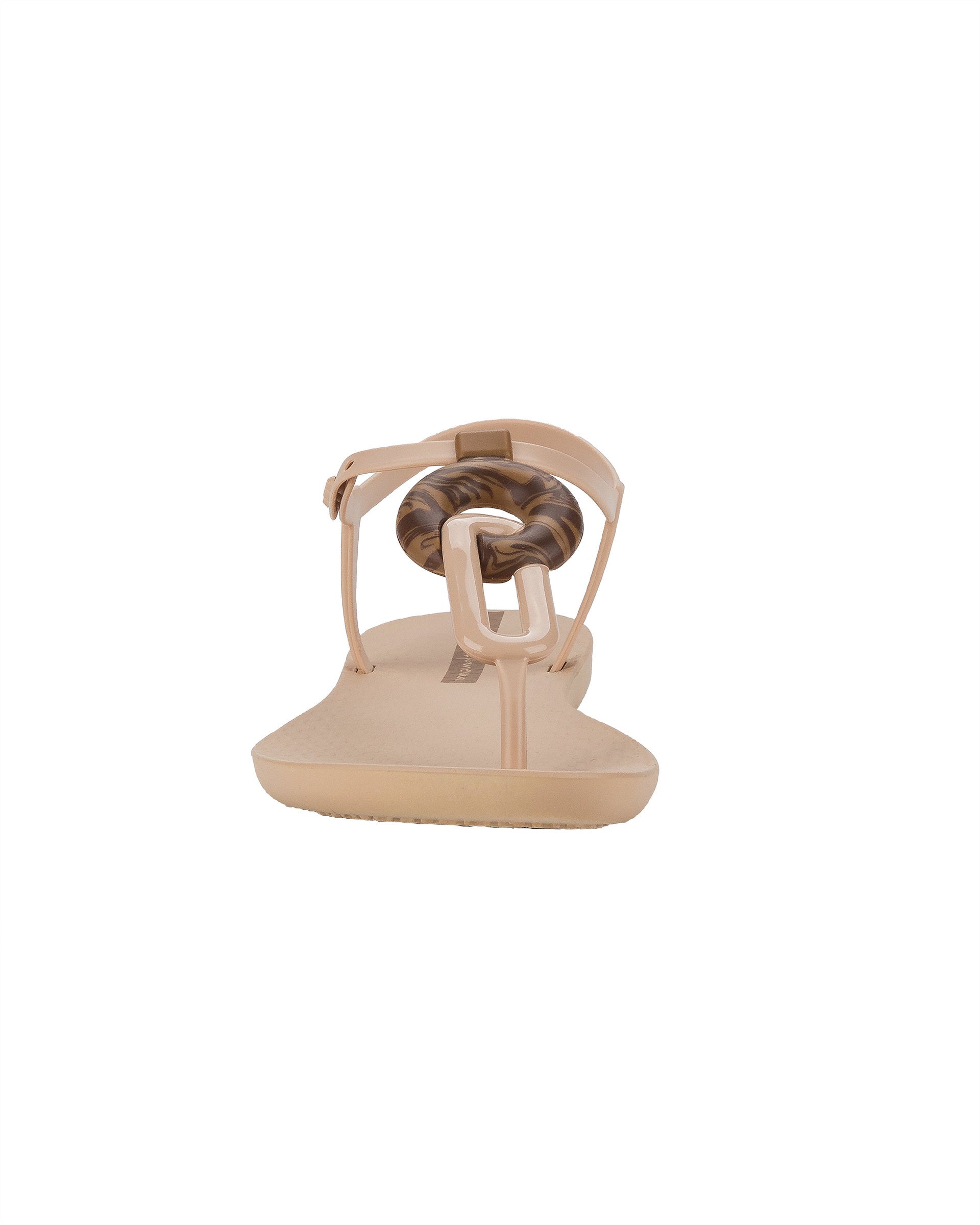 Front view of a beige Ipanema Class Marble women's t-strap sandal.