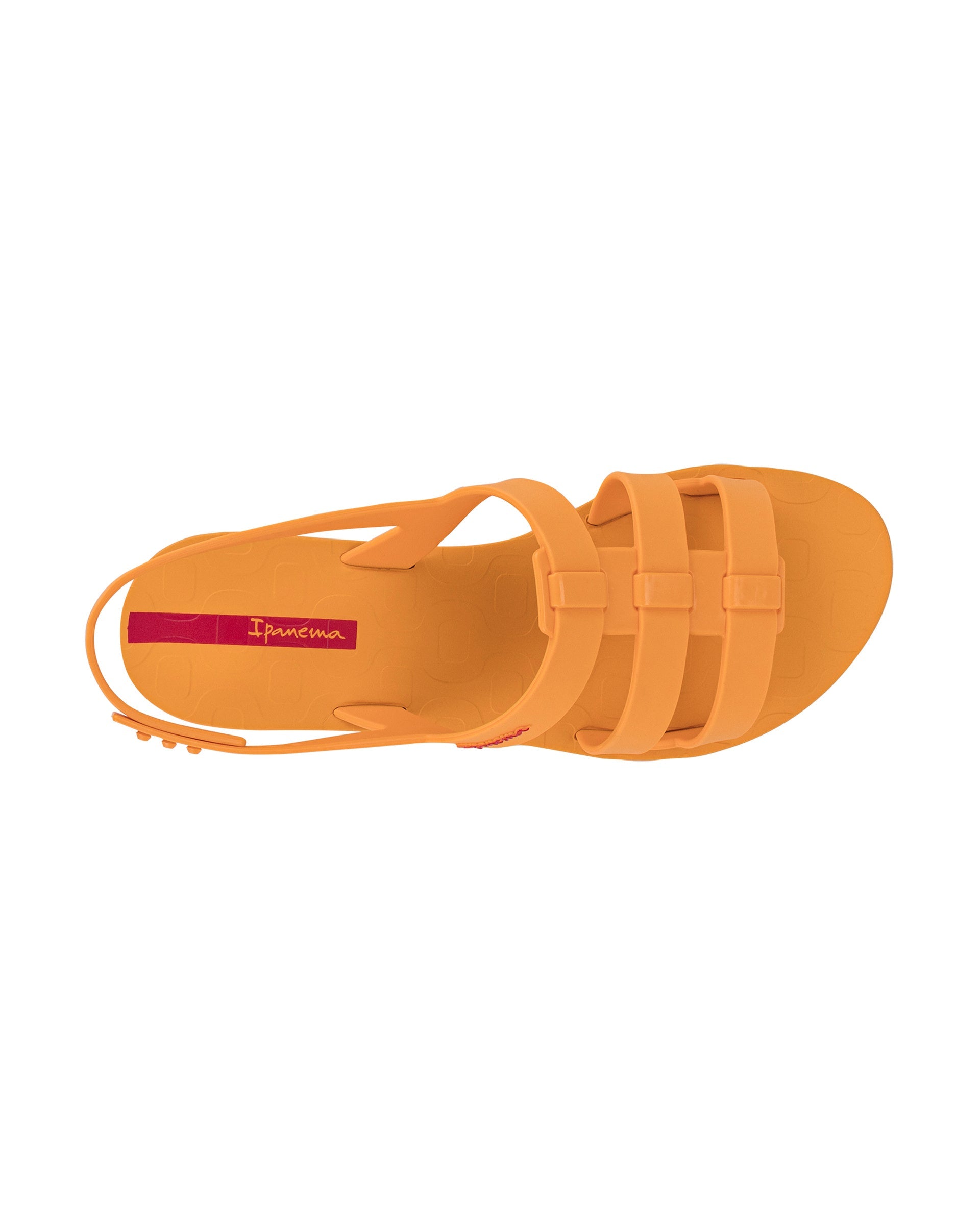 Top view of a orange Ipanema Style women's sandal.