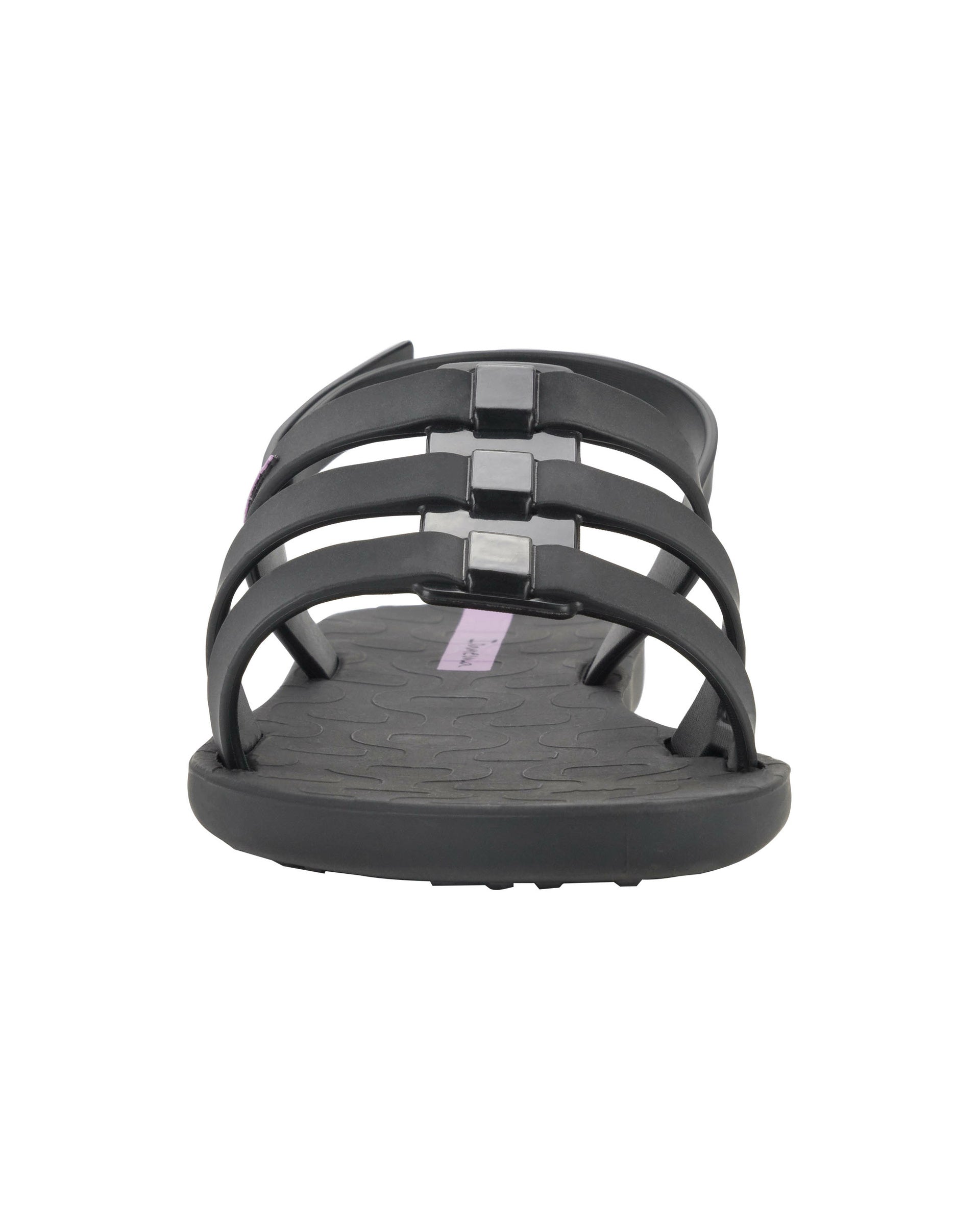 Front view of a black Ipanema Style women's sandal.