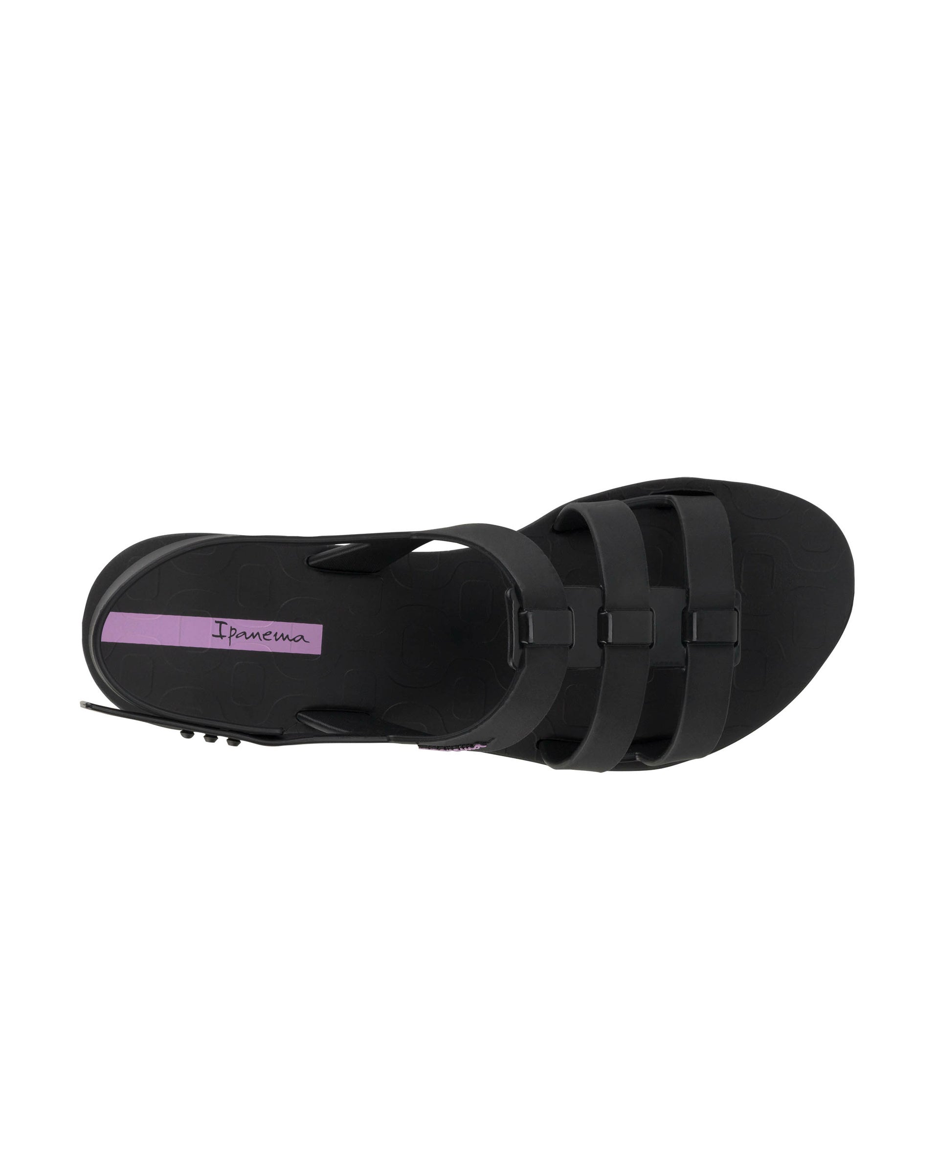 Top view of a black Ipanema Style women's sandal.