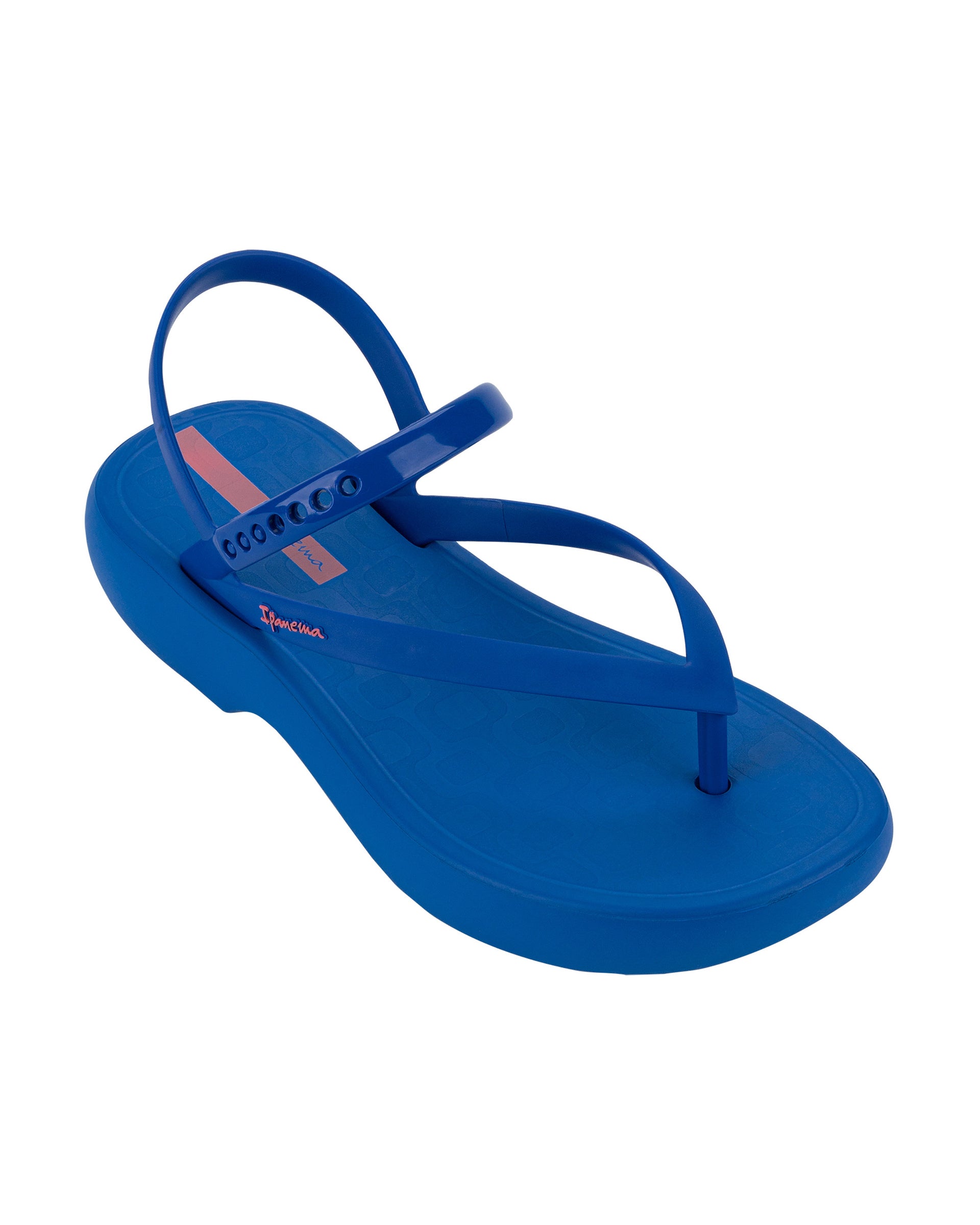 Angled view of a blue Ipanema Verano women's sandal.