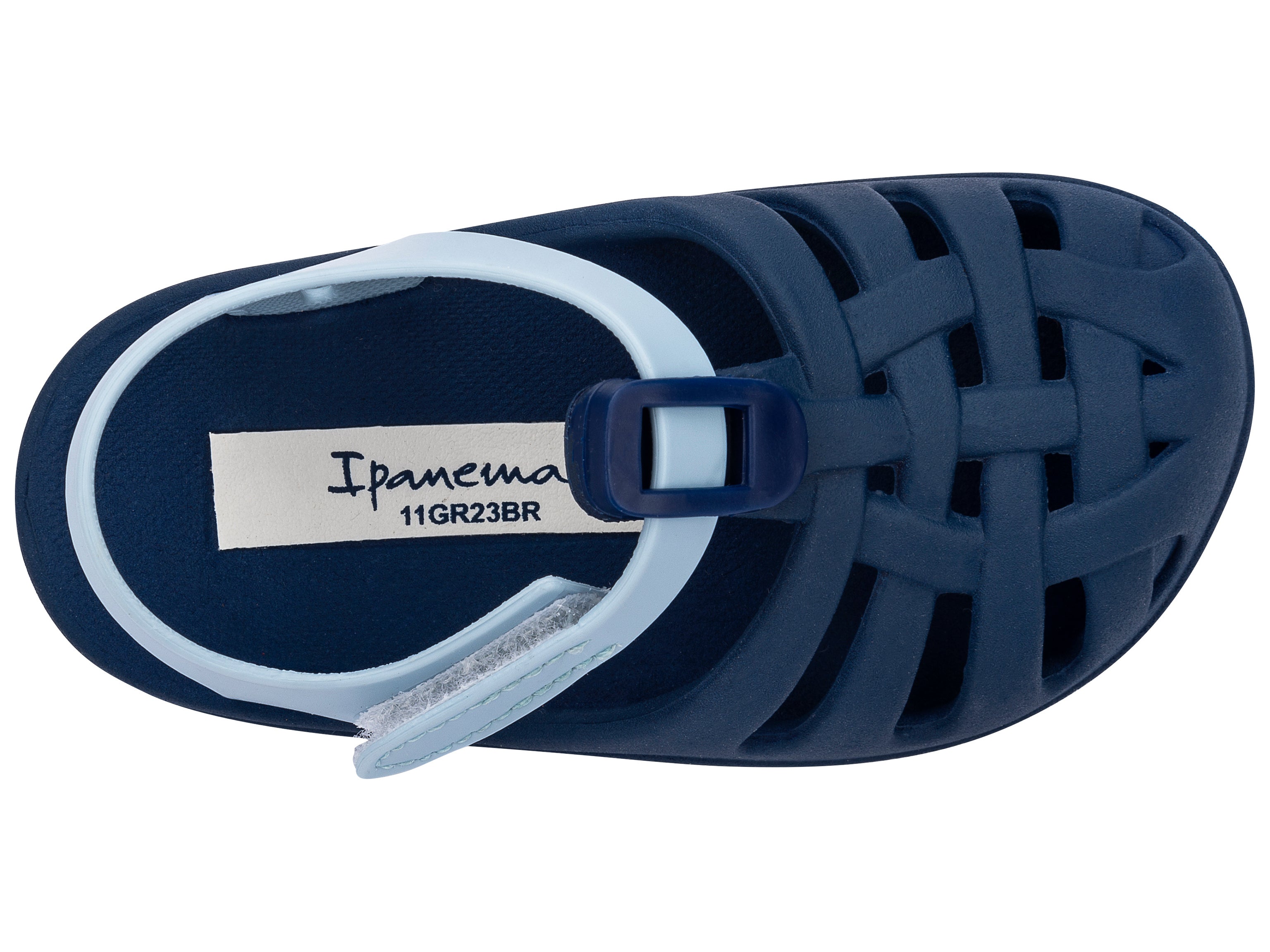 Top view of a blue Ipanema Summer Basic baby sandal.