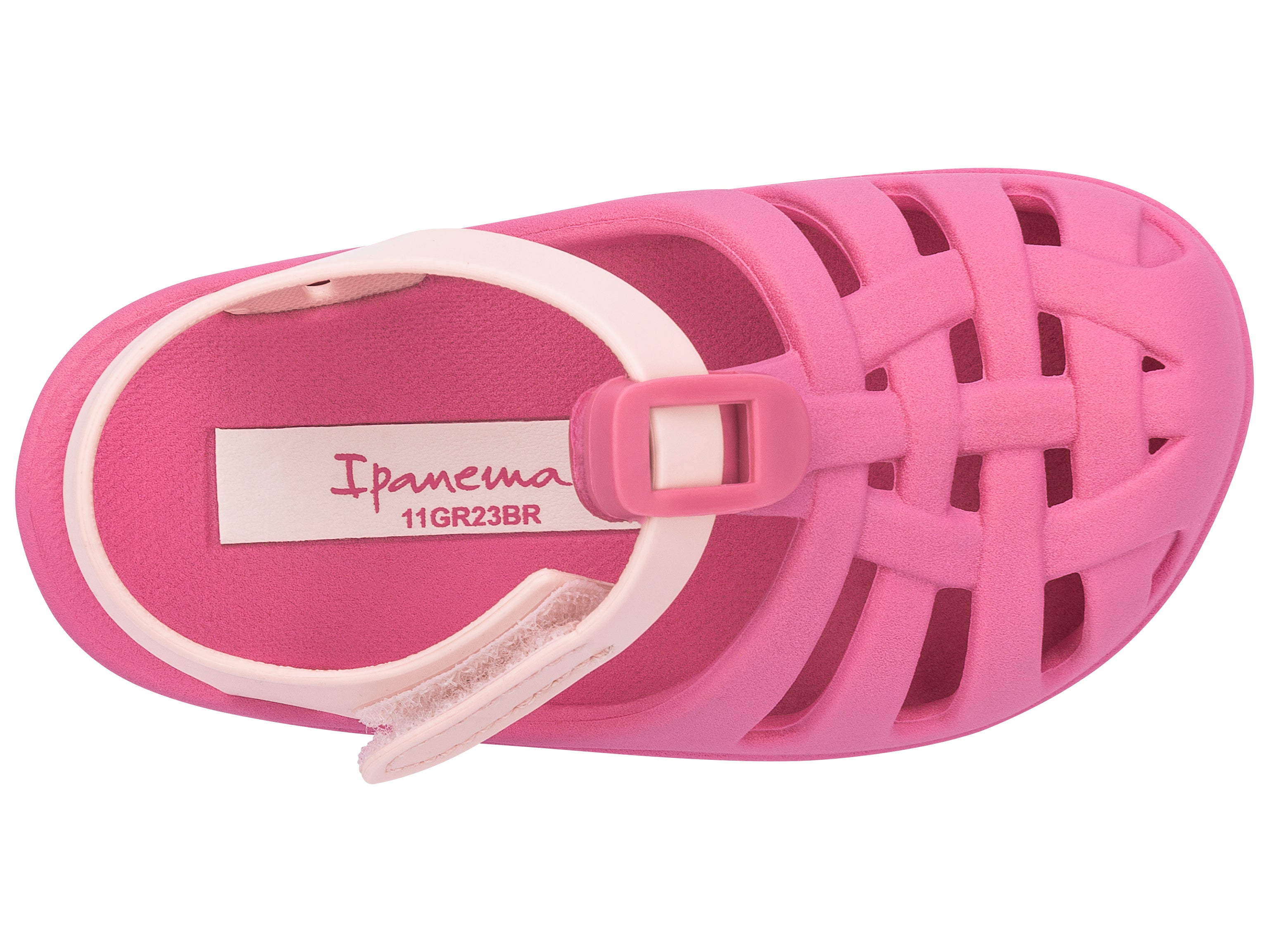 Top view of a pink Ipanema Summer Basic baby sandal.