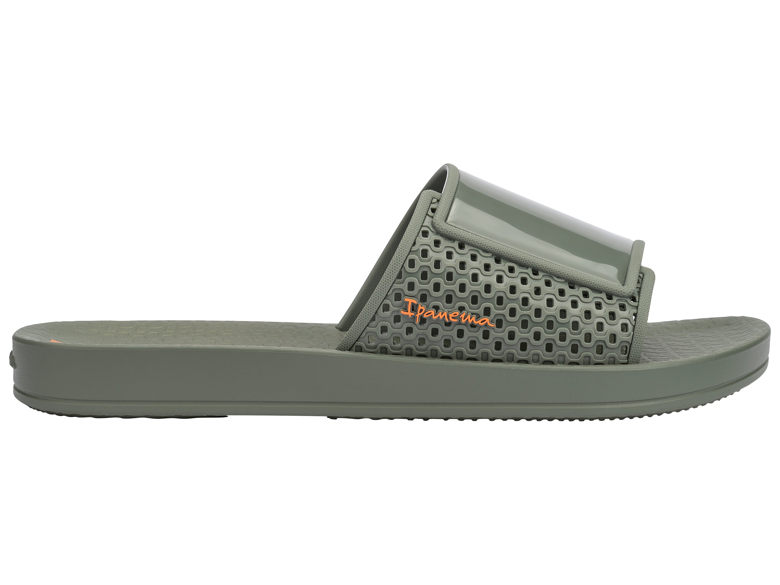 Outer side view of a green Ipanema Ana Urban women's slide.