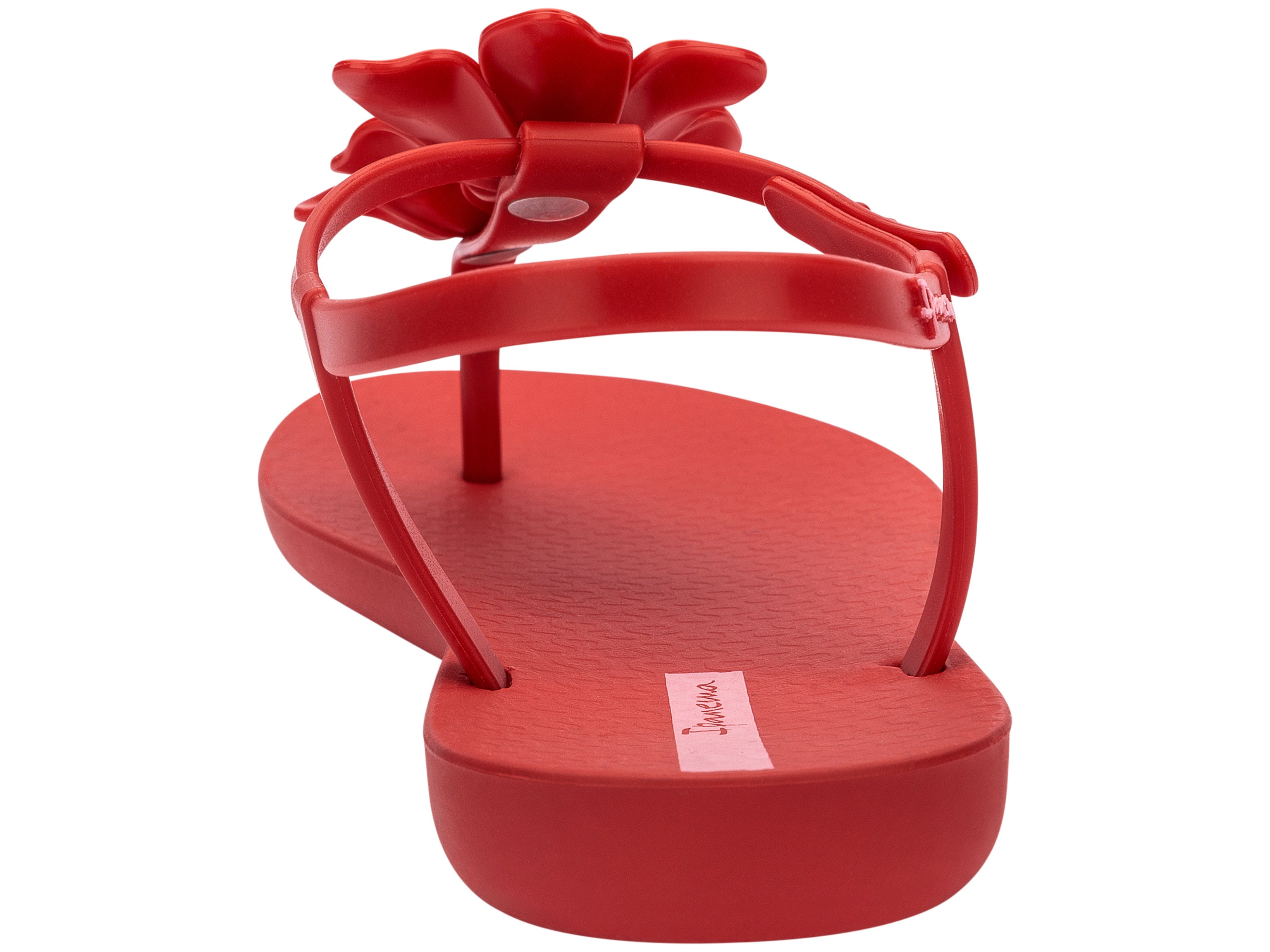 Back view of a Red Ipanema Duo Flowers women's t-strap sandal with two flowers.